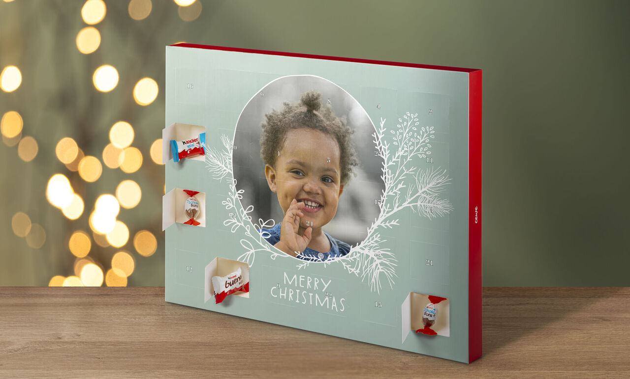 Julekalender med billede XXL, fyldt med kinder® chokolade